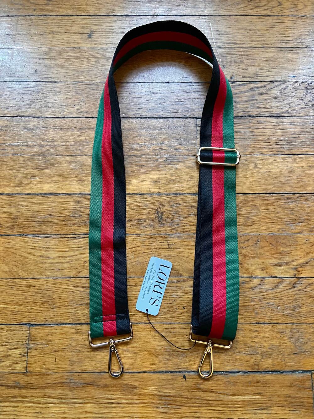 LORI'S Black/Red/Green Stripe Adjustable Guitar Strap (NWT)